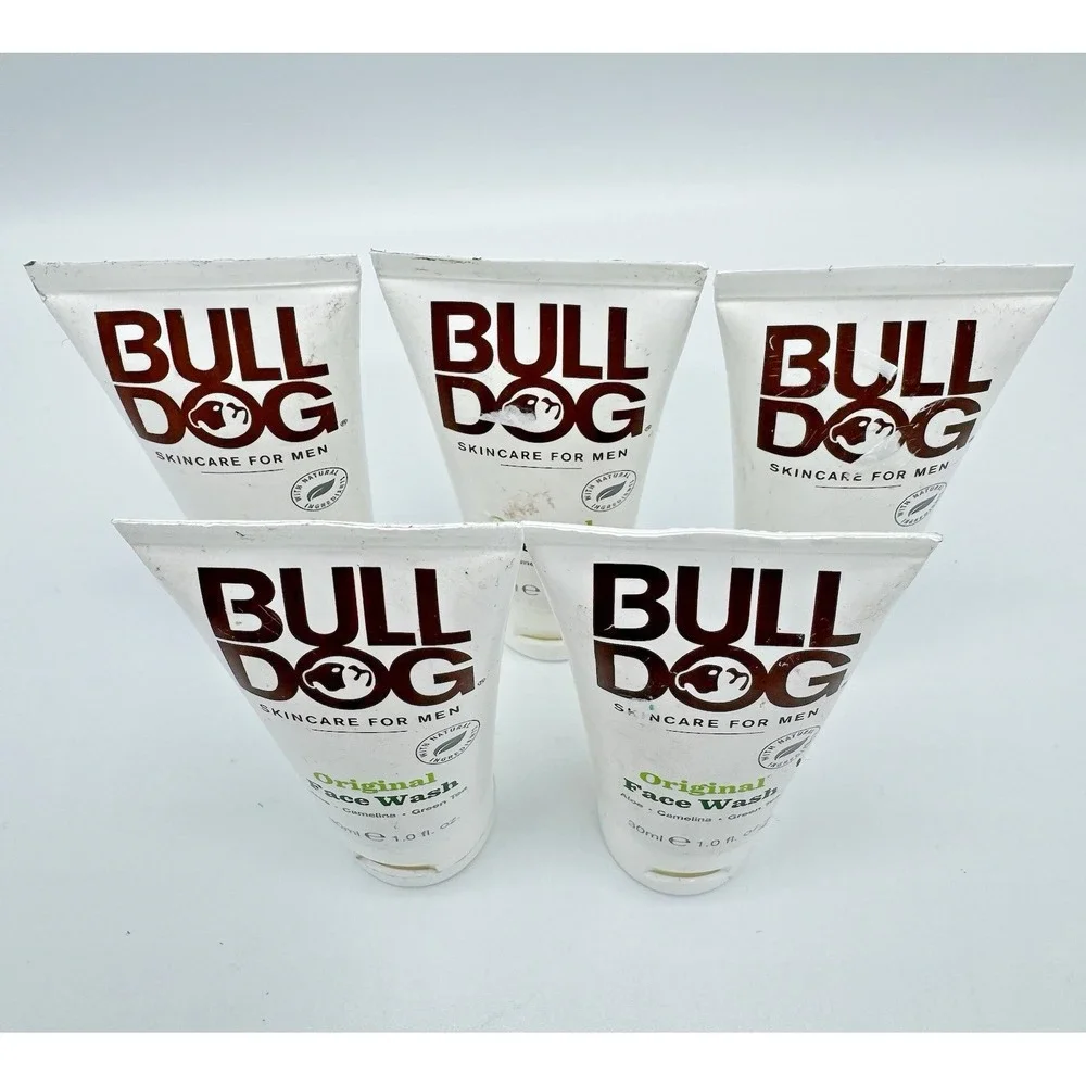 5 x Bulldog Face Wash 1oz Travel Size Original Aloe Camelina Mens Cleanser UK